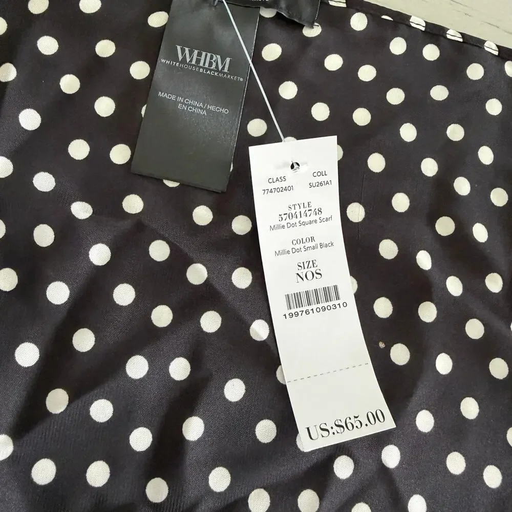 Millie Dot Square Scarf from White House Black Market. NWT